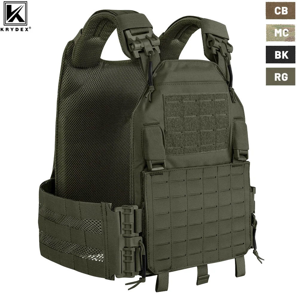 KRYDEX 500D Tactical Vest Laser Cutting MOLLE Front Panel LAVC Plate Carrier Quick Release Airsoft Hunting Paintball CS Vest