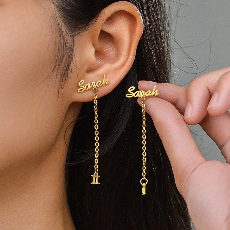 

Earrings Name Customization Stainless Steel DIY Name Long Fringed Pendant Earrings for Women Mother's Day Gift Jewellry