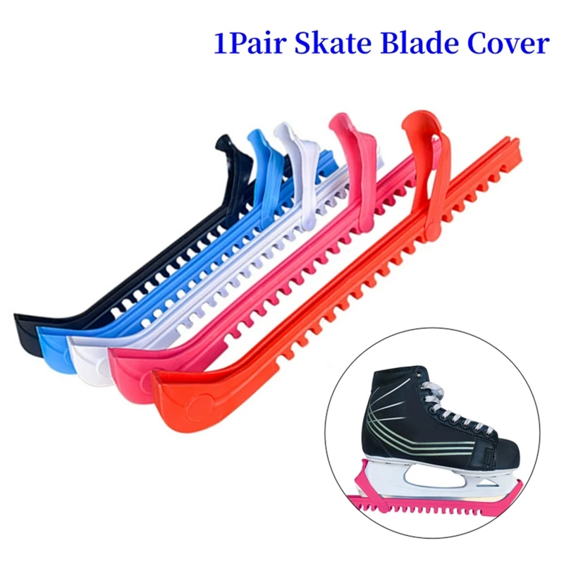 Ice Skates Skating Blades Protector Adjustable Protective Case Blade Sleeve Plastic Blue 1Pair