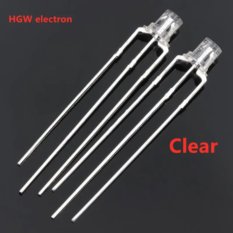 100PCS 3mm flat led 3-PIN bicolor DIP LED RED/Blue/Yellow/GREEN Transparent/diffused Common Anode cathode LED F3 Double color