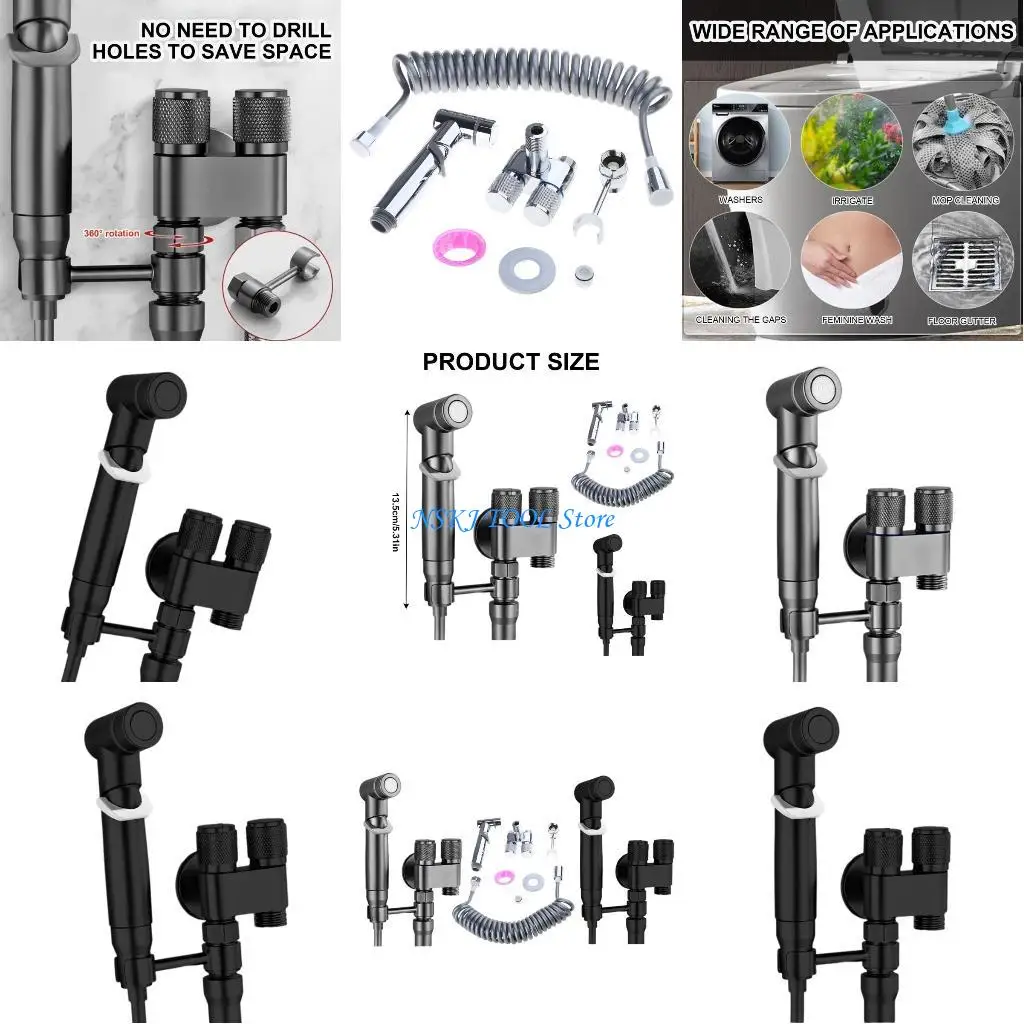 

L8RC Handheld Bidet Sprayer Attachment Toilet Bidet Faucet Sprayer Shower with Double Outlet Valves for Feminine Wash