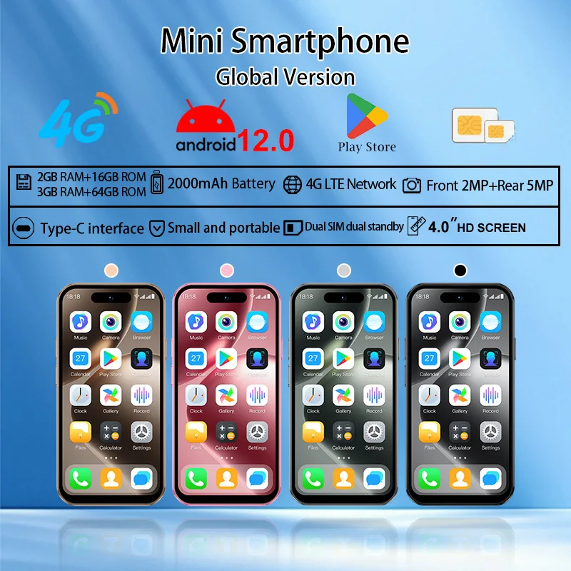 Small screen phone preferred: ONEMYTH M17 Pro 4-inch HD+dual SIM 4G+Android 12, multi-color optional mini phone
