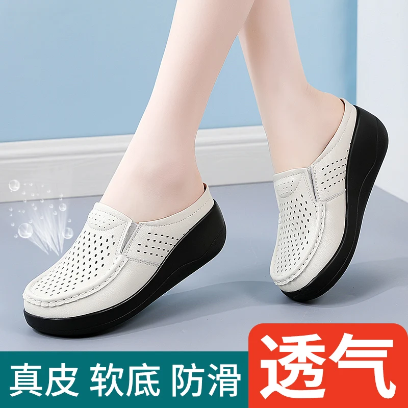 2022 Spring Autumn Women Flats Platform Loafers Ladies Genuine Leather Comfort Wedge Moccasins Orthopedic Slip On Casual Shoes