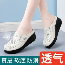 2022 Spring Autumn Women Flats Platform Loafers Ladies Genuine Leather Comfort Wedge Moccasins Orthopedic Slip On Casual Shoes