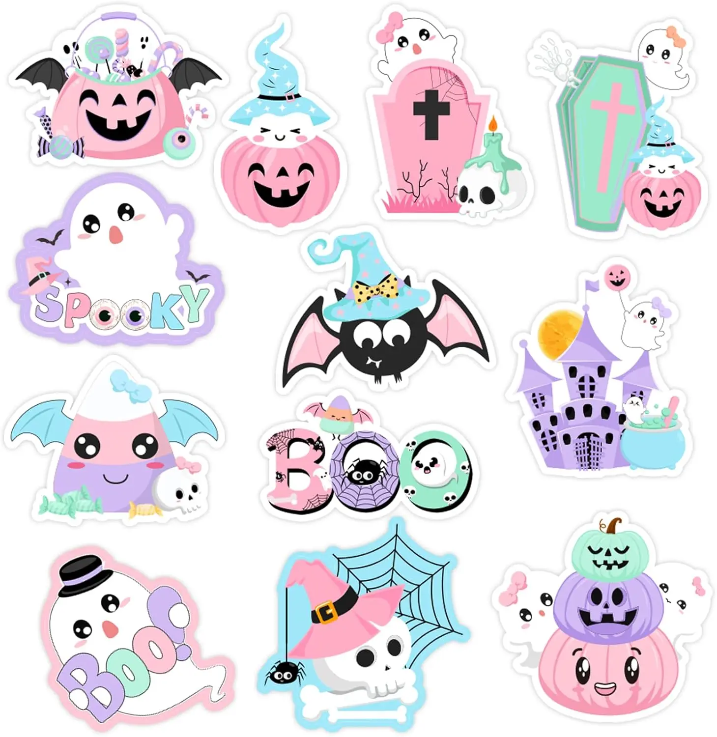 Kreatwow-Halloween Fridge Magnets, Macaron, Pumpkin, Bat, Witch Hat, Ghost, Metal Stickers, Decoration Supplies, 12 Pieces