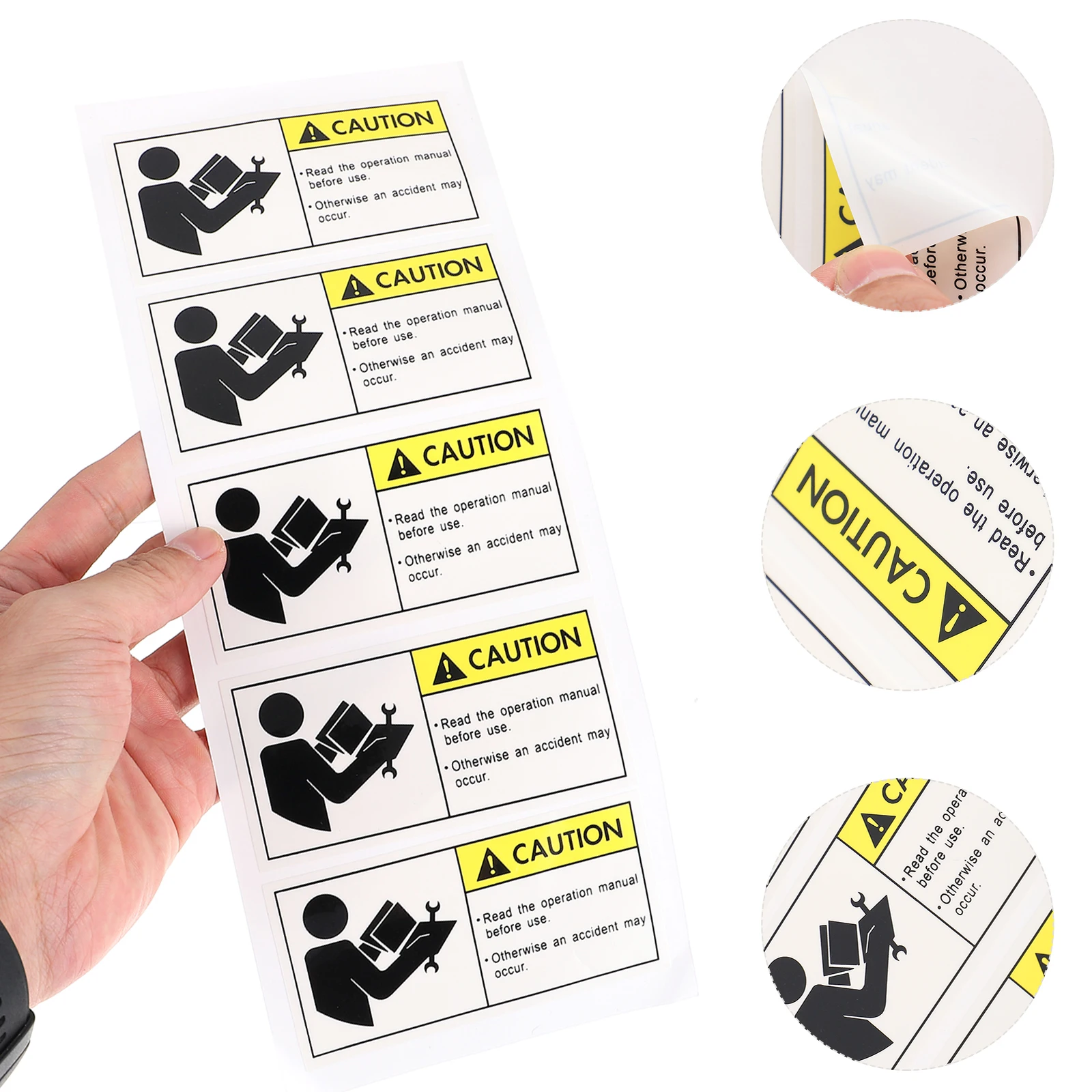 

5pcs Safety Warning Stickers Strong Adhesion Caution Decals For Equipment Office School Use Reading Instructions