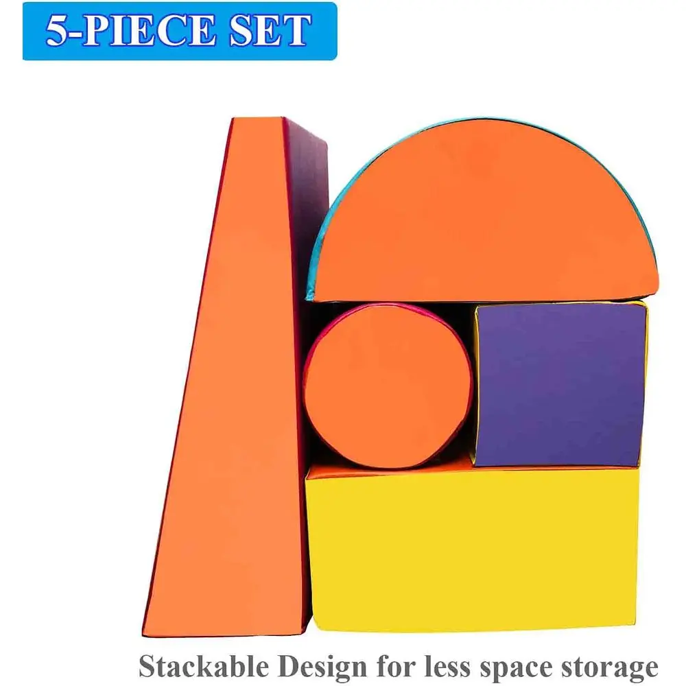 Conjunto de blocos de espuma de 5 peças: centro de jogos de escalada e engatinhando interno macio e leve para crianças, bebês e pré-escolares