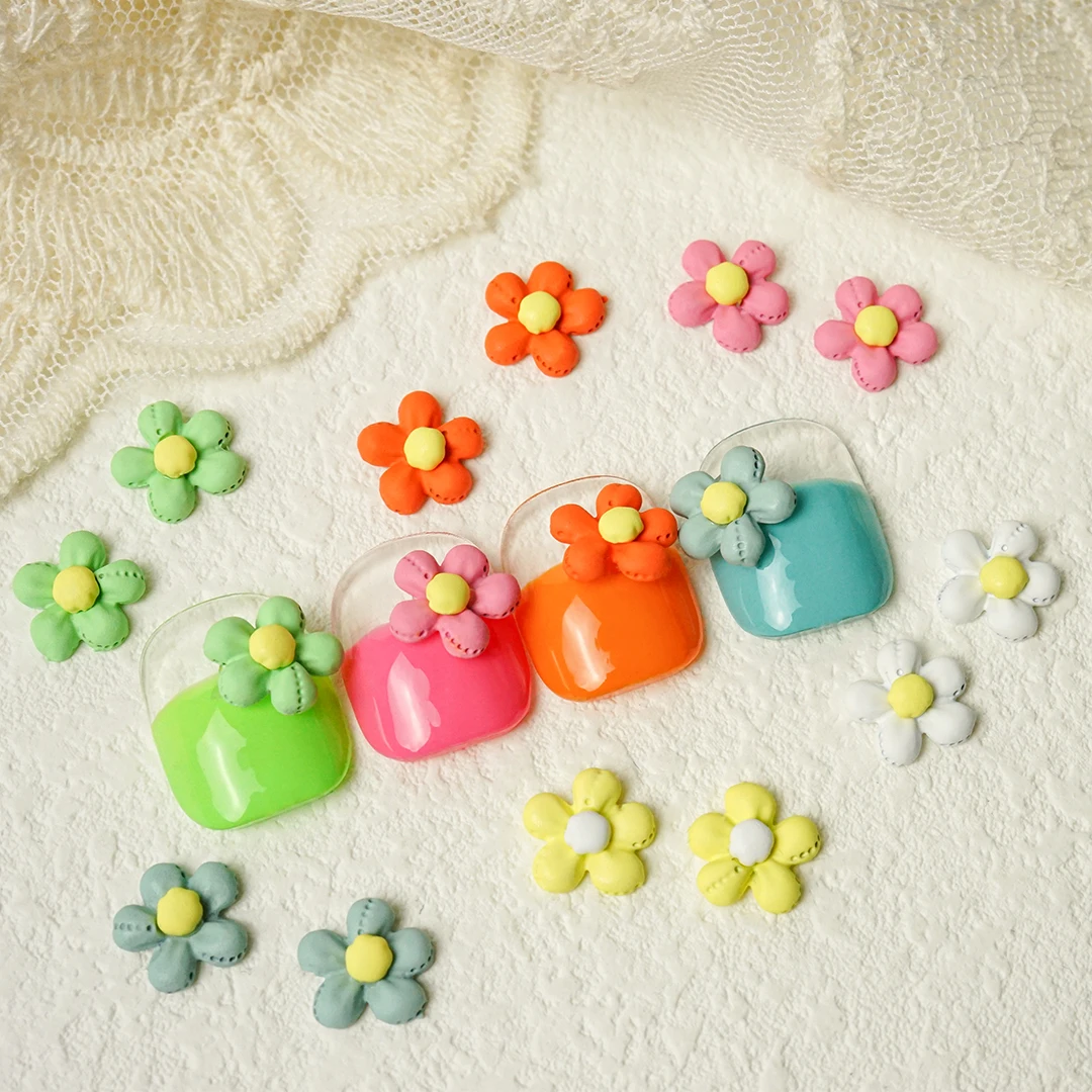 

Colorful Acrylic Flower Nail Charm Press on Nail Parts Art Decorations Flatback Rhinestones Y2k Cute Summer Accessories Manicure