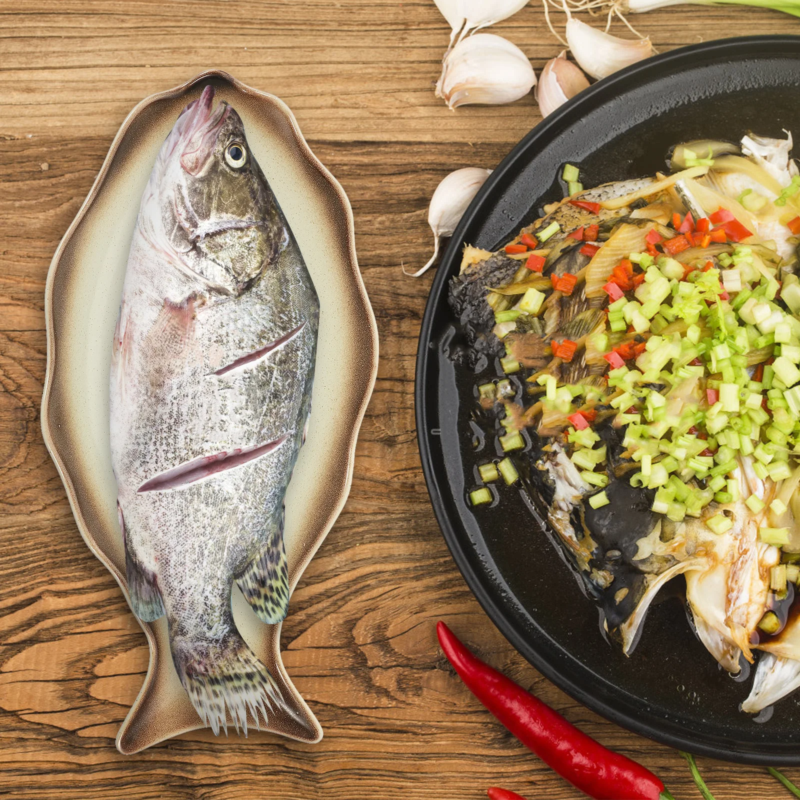 

Ceramic Food Plate Japanese Style Smooth Bright Surface Steamed Fish Plate Dishwasher Safe for Wedding Buffet Restaurant Home
