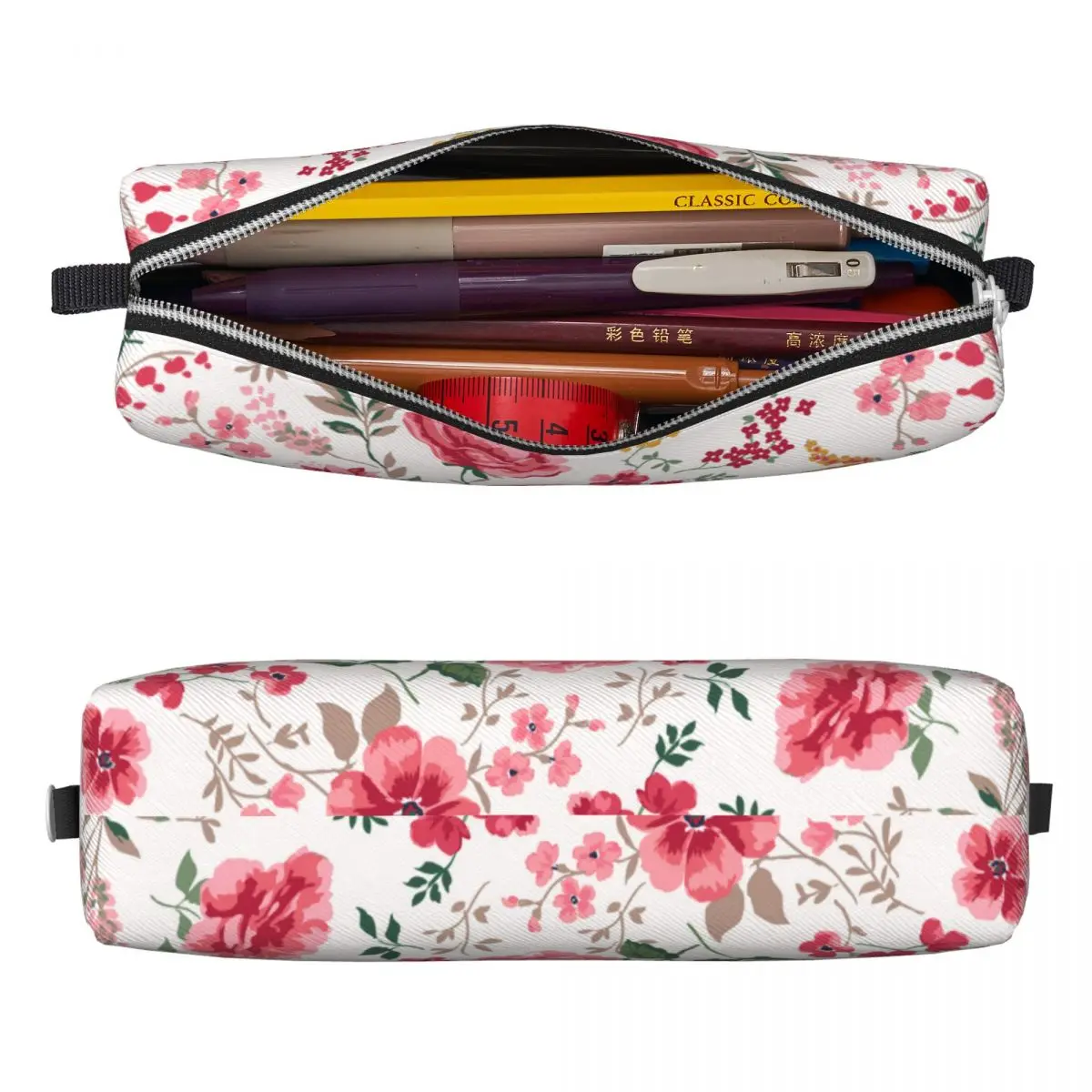 Fun Trendy Seamless Floral Pencil Cases Pink Flowers Pencilcases Pen Holder Student Pencil Bags School Supplies Gift Stationery