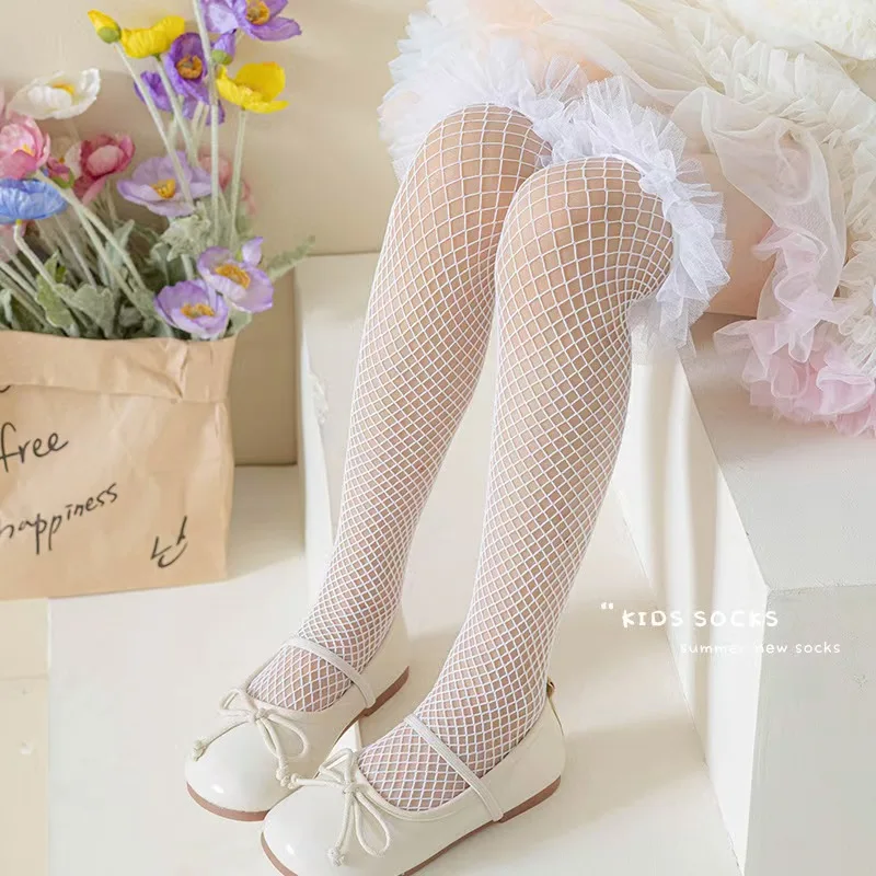 Long Socks Grils Thigh Over Knee Sock Girls Children's Tight Fishnet Stocking White Stockings Lolita Girl's JK Skirt Accessories