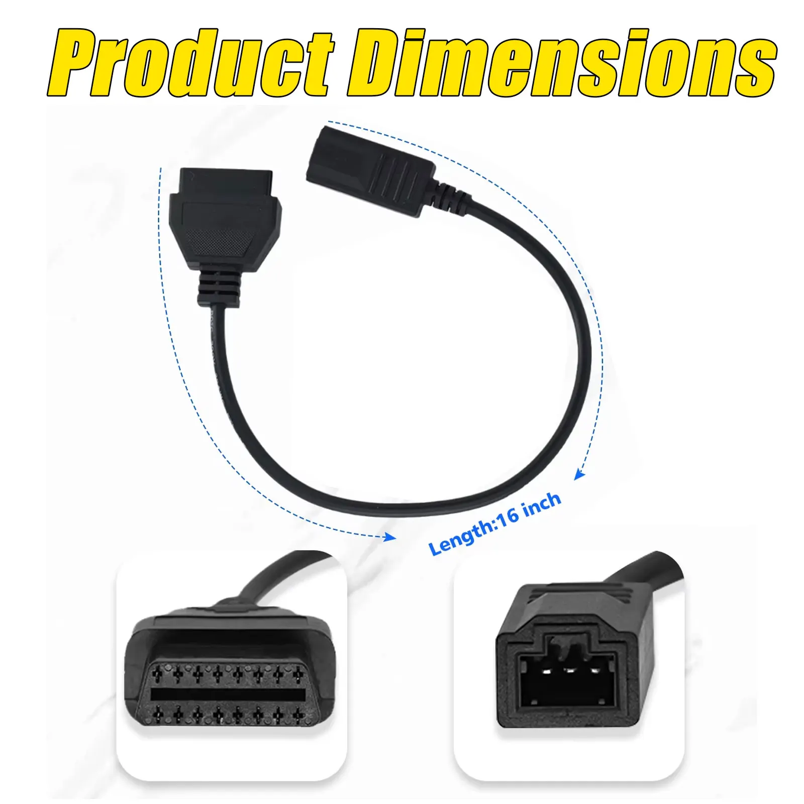 OBD2 Adapter Cable For Honda 3 Pin To 16 Pin Automatic OBDII Diagnostic Connector Cable for Honda Vehicle OBD2 Diagnostic Cable