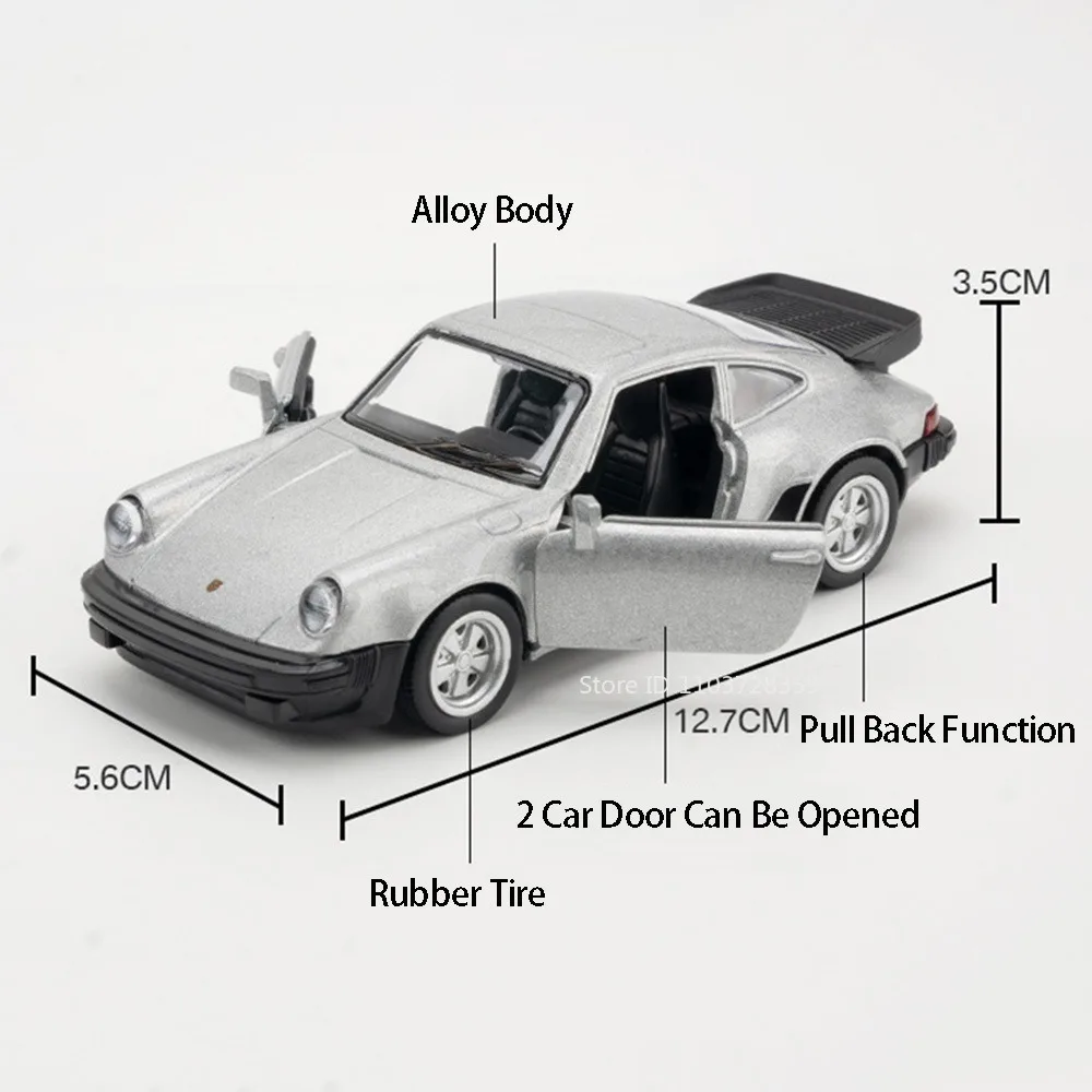1:36 Porsche 911 Turbo 1978 Model Toy Cars Alloy Diecast AE86 Miniature Vehicles Doors Opened Pull Back Exquisite Interior Gifts