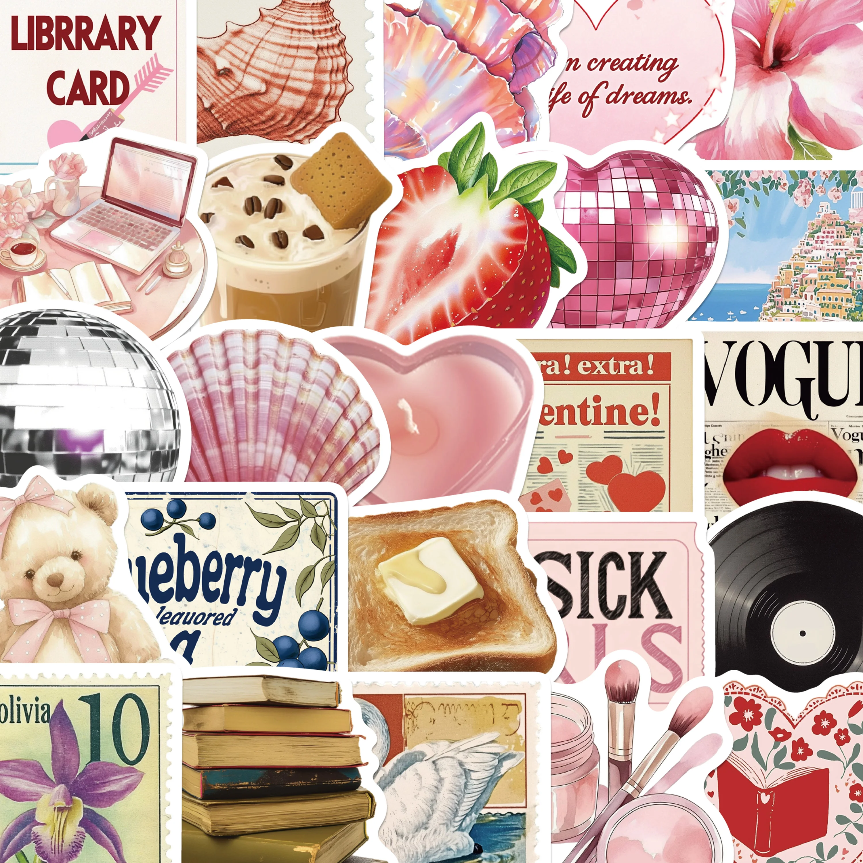 50 Uds. De pegatinas de lazo rosa, pegatinas bonitas de moda para nevera, armario, billetera, mochila, revista, diario, pegatina decorativa, recompensa para estudiantes