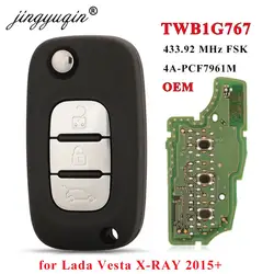 Jingyuqin-mando a distancia con tapa OEM, 3 botones, 433MHz PCF7961M 4A para Lada Vesta X-RAY XRAY Granta Kalina Priora 2015-2019 TWB1G767