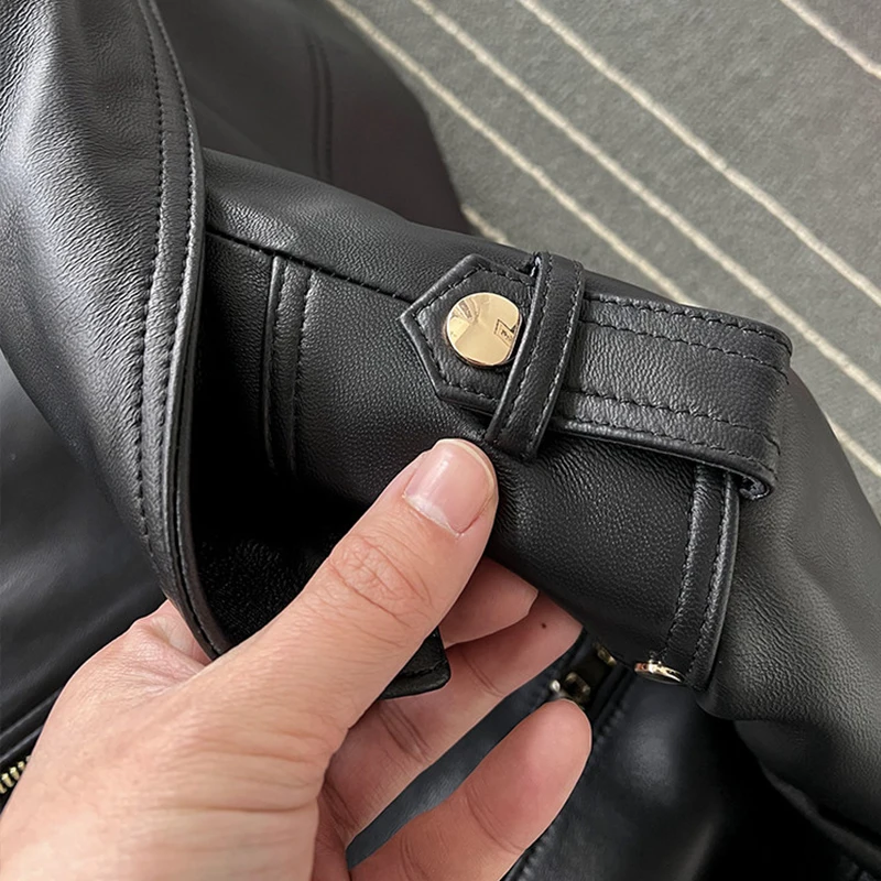 Giacche in Vera Pelle di Pecora di Alta Qualità per Donna, Moda 2026, Giacca Classica da Motociclista, Giacche Casual in Pelle da Biker Femminili