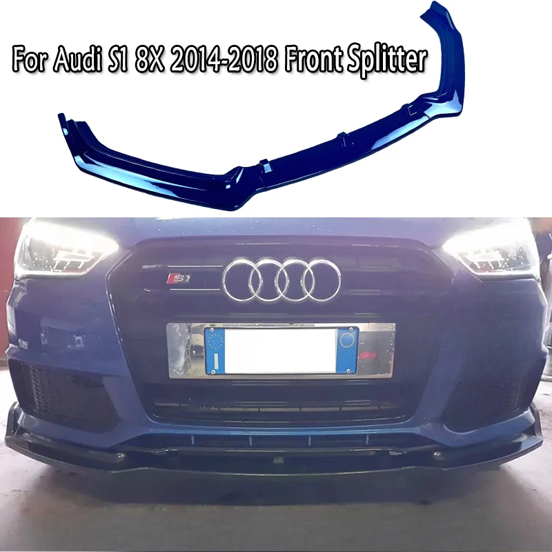 

For Audi S1 8X 2014-2018 Car Front Bumper Lip Spoiler Splitter Diffuser Cover Guard 3 Pcs Front Bumper Lip Chin Spoiler Bodykit
