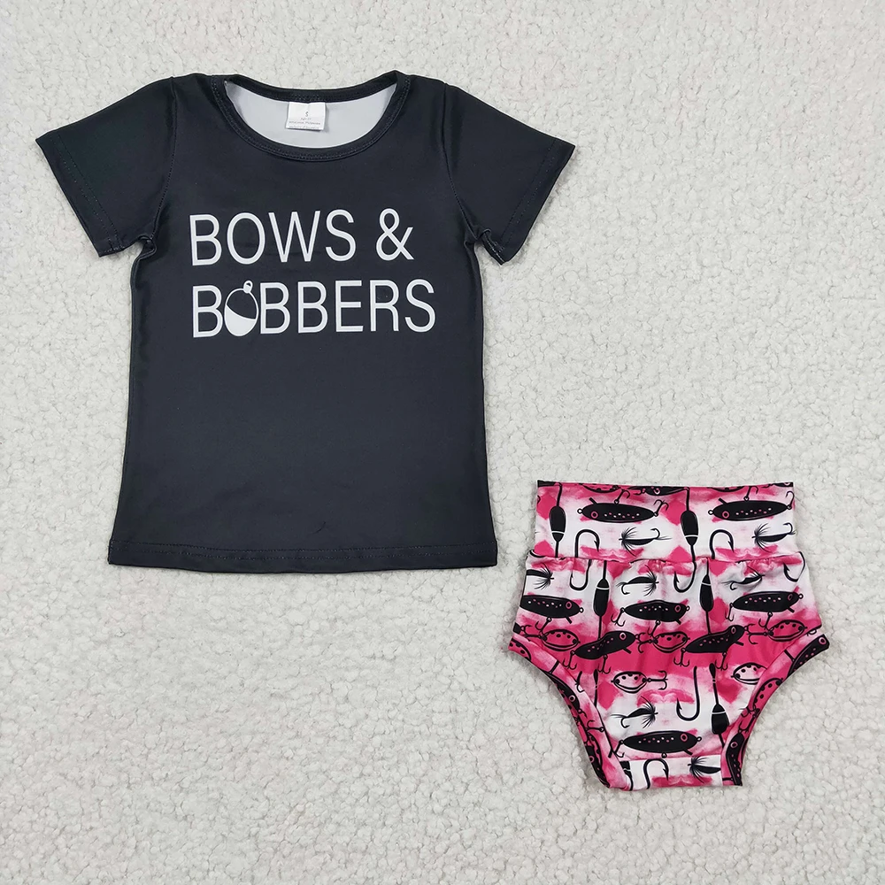 

z92-02 GBO0072 Fashion Children clothing Short Sleeve Briefs Set Boutique Outfits For Baby Girls Clothes Casual 2-pieces set