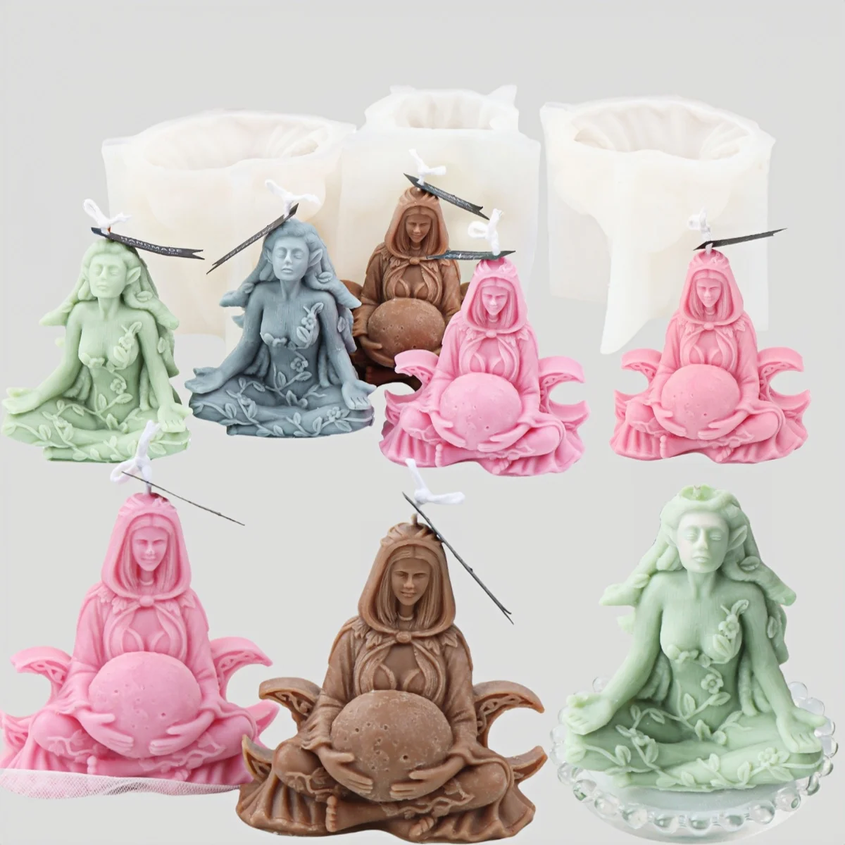 

3D медитация лесная богиня, свеча, силиконовая форма, лунная матери, гипсовая смола, статуя, форма, сделай сам, мама, земля, уникальный подарок на день матери