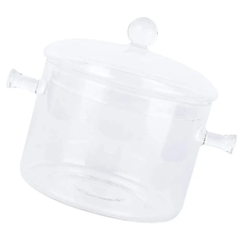 Transparent Heat-Resistant Borosilicate Glass Cooking Pot with Ergonomic Dual Handles for Instant Noodles Soup Sauces Food