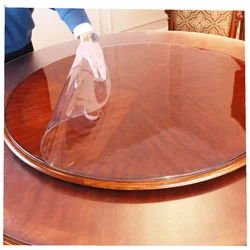 Round Transparent Soft Plastic PVC Tablecloth, Waterproof, Oilproof Living Room Dining Tables, Kitchen Desk Protector Home Decor