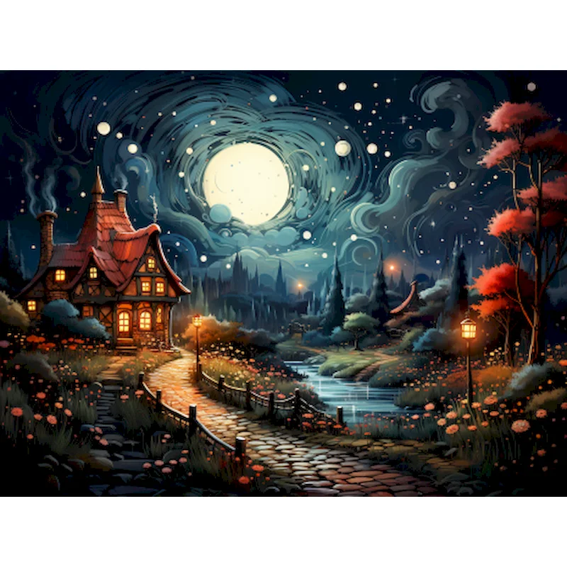 

GATYZTORY Night Landscape Paintings By Numbers Handpainted Art Zero Basis Coloring Numbers Drawing Canvas Painting Home Decor