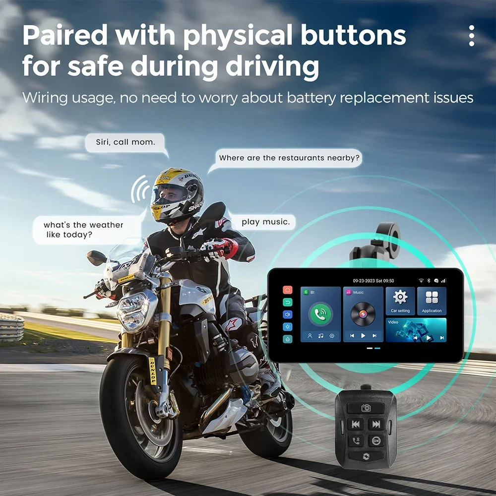 Moniteur de navigation GPS étanche pour moto, Carplay, Android Auto, IPX7, système Android, capture d'écran des touristes