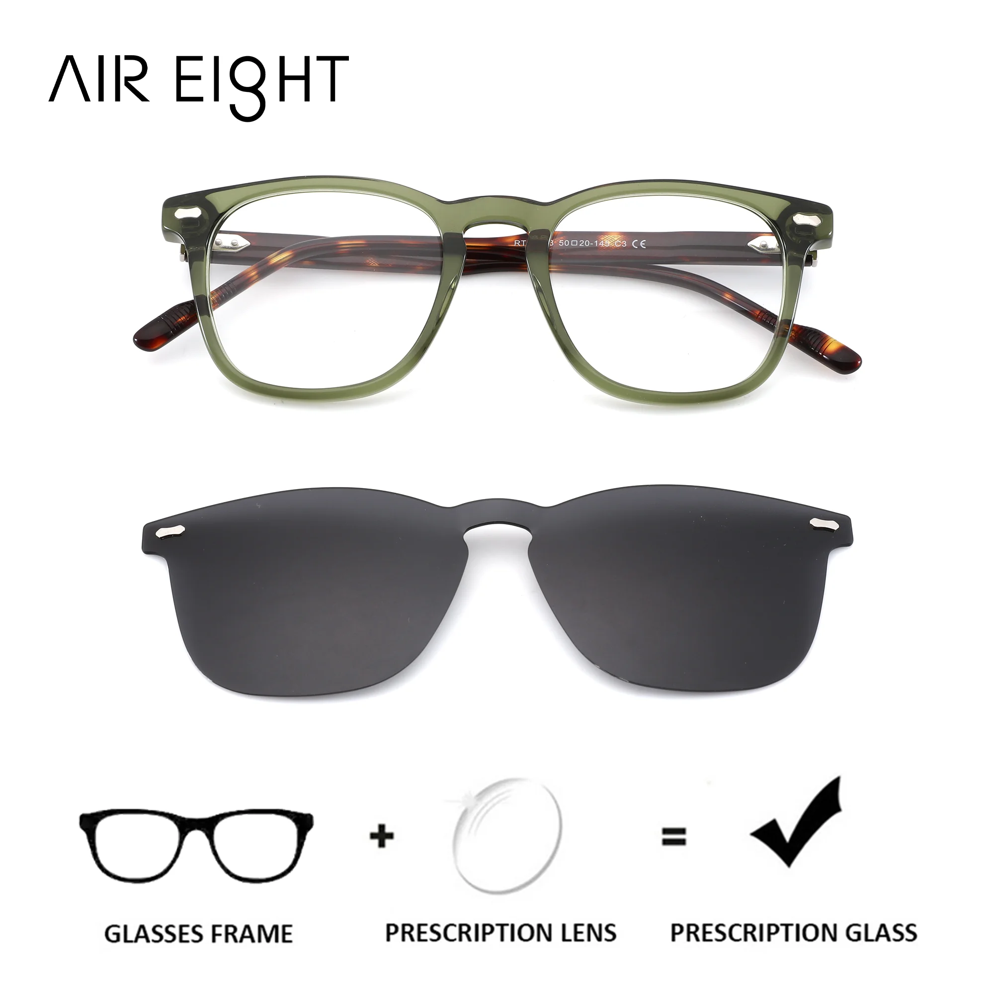 

AIREIGHT Fashion Acetate Round Prescription Glasses For Men Progressive Medical Lenses Anti Blue Light Myopia Optical Eyewear