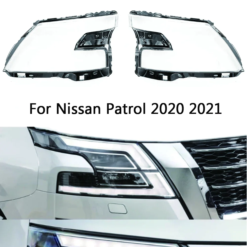 

Чехол для передней фары для Nissan патруль 2020 2021, чехол для передней фары с прозрачными линзами из оргстекла, замена оригинального абажура