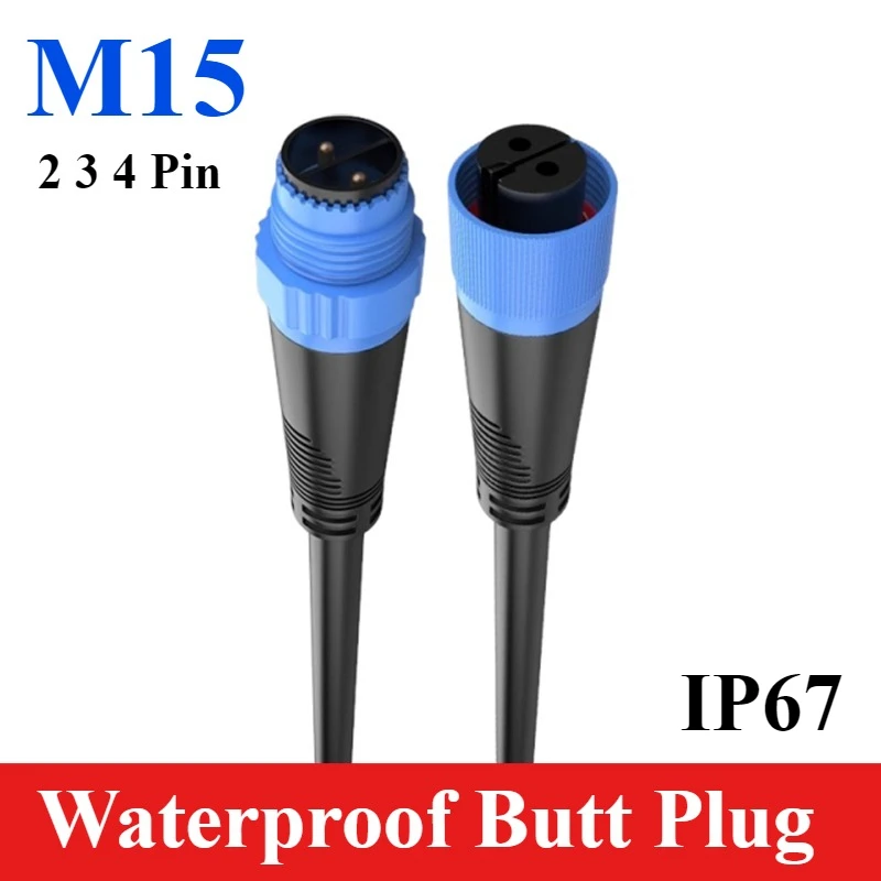 M15 Connector Waterproof Butt Plug Cable LED Wall Washer Light Outdoor  Spotlight 2 3-Pin Male Female Aviation Plug Adapter Line