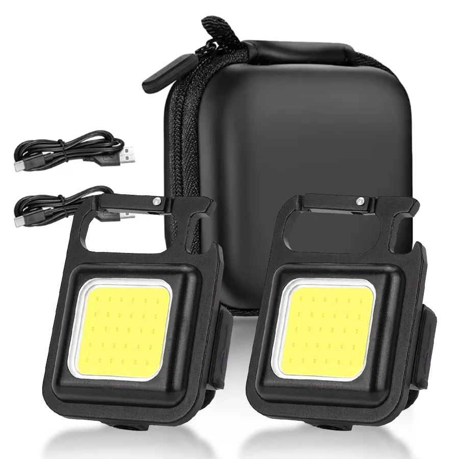 1PC/2PCS/4PCS Portable Mini LED Keychain Flashlight with Magnetic Bottle Opener Work Light Rechargeable Outdoor Camping Lamps
