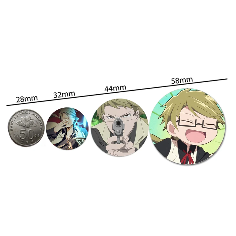 Anime Badge Cartoon Figure Kunikida Doppo Handmade Tinplate Brooches Round Display Lapel Pins Jewelry  Clothing Accessories Gift