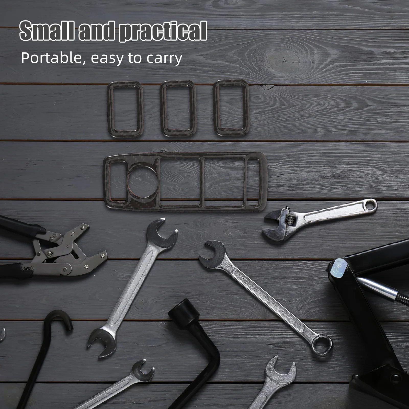 

1Set Carbon Fiber Window Switch Trim Sticker Black Door Window Lift Panel Protective Cover Decorative Bezel Replacement for Car