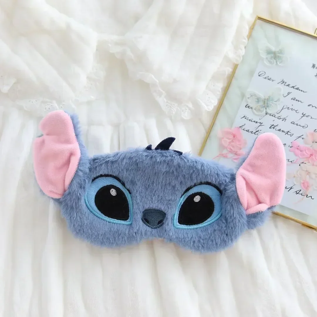 Masque pour les yeux Disney pour garçons et filles, peluche, fausse fourrure, ombre, sommeil, anime, CAN o & Stitch, voyage, sommeil, soins des yeux, relaxation, cadeau pratique