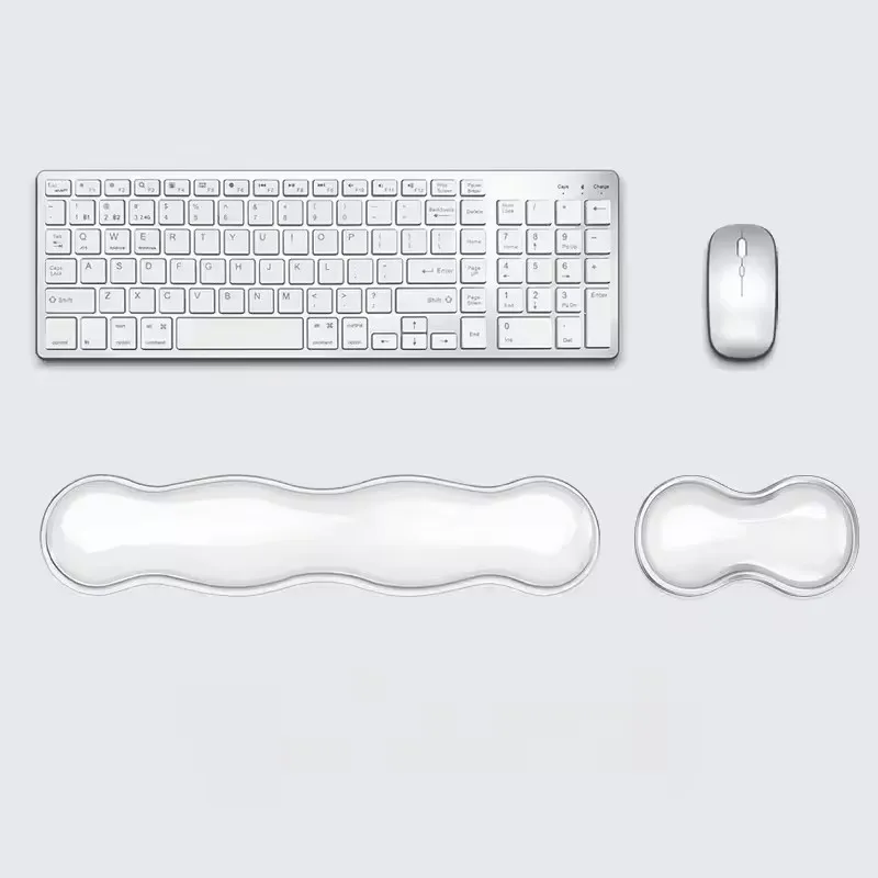 Mouse Pad with Wrist Rest Anti Slip Silicone Transparent Keyboard Rest Desktop Office Game Console Mouse Wrist Rest
