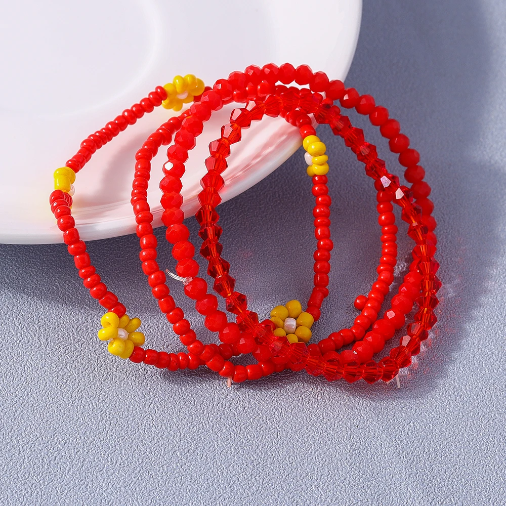Aihua 4-teiliges Set Mädchen Süße Bunte Gänseblümchen Perlenarmband Handgefertigtes Kinder-Teenager-Freundschaftsarmband Beste Freundin Geschenk Schmuckset – Detail 10