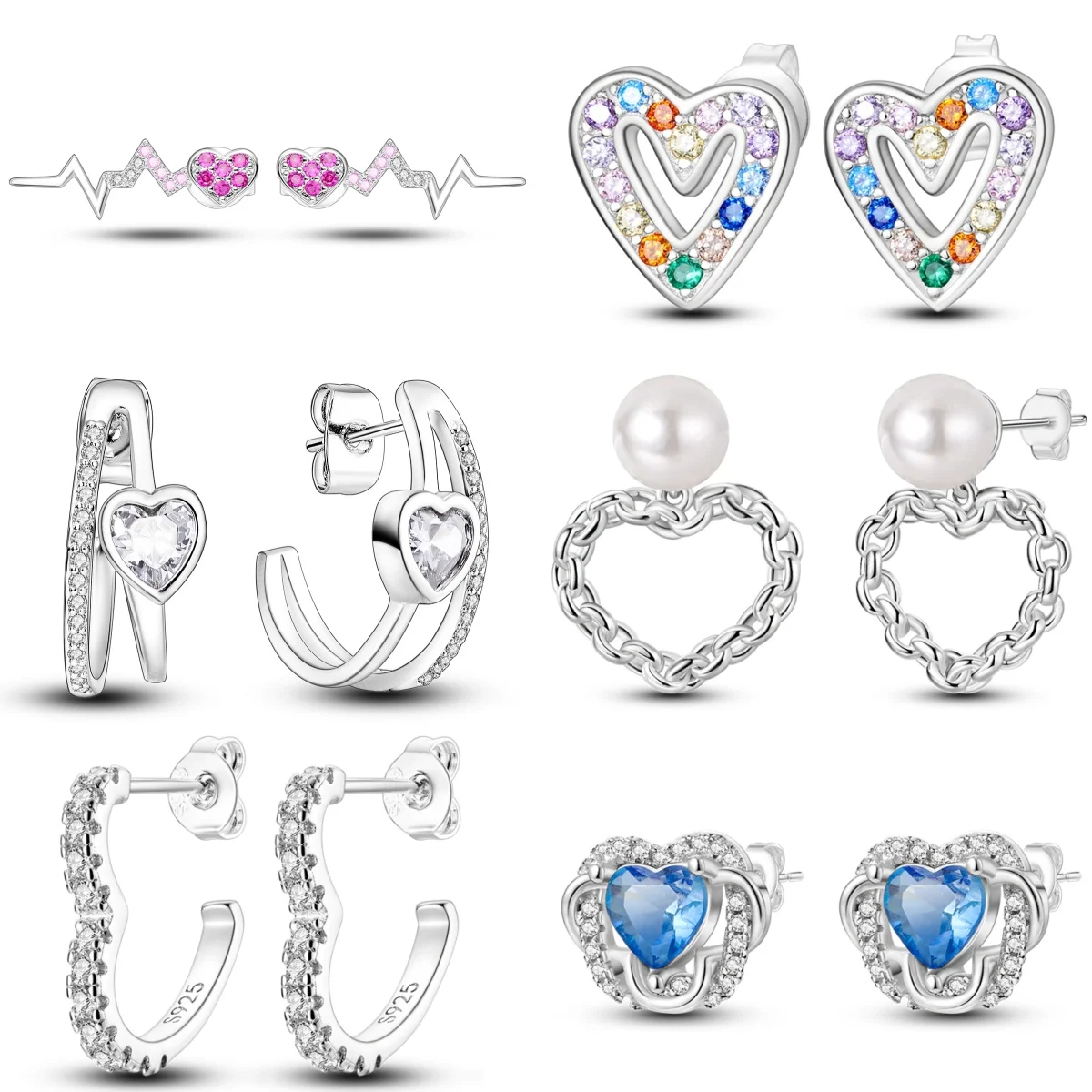 

CYMYSS 2025 New S925 Sterling Silver Heart-shaped Zircon Women's Earrings Fashion Trend Simplistic Boutique Earrings