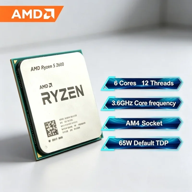 

AMD Original Ryzen 5 2600 Desktop CPU 6C12T 3.4GHz to 3.9GHz AM4 Processor for Gaming Video Editing and Office Use No Retail Box