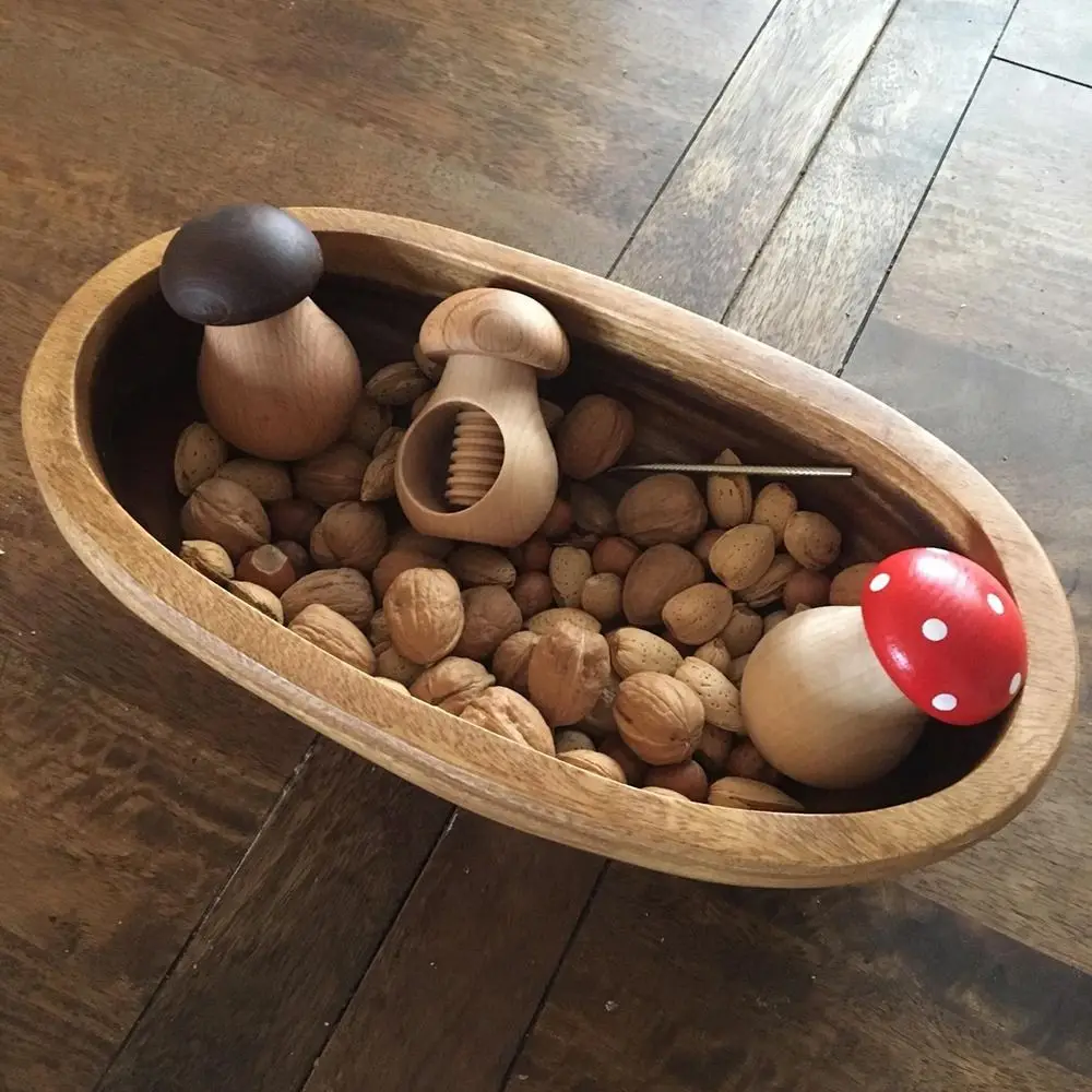 Practical Wooden Nutcracker Easy Cracking Mushroom Shaped Walnut Plier Multifunctional Pecans Clip