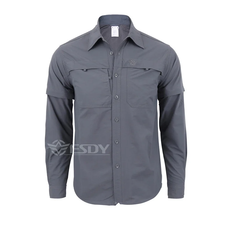 

Men Outdoor Sports Quick-Drying Sleeve Detachable Short Long-Sleeved Shirt Breathable Clothes Leisure Anti-Uv Protection Shirts