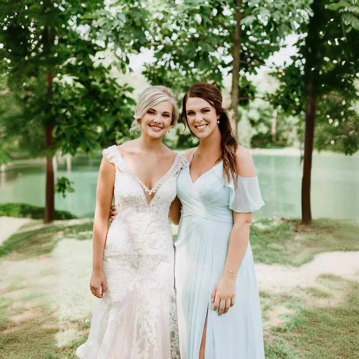 فستان سهرة جديد لعام 2025 بفتحة عالية وبدون حمالات للحفلات والأعراس، مصنوع من الحرير بياقة مستديرة وخصر متوسط، مناسب لاجتماعا...