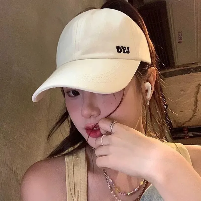 Summer Sun Hat with Semi-Circular Top and Baseball Cap Style for Ladies, Suitable for Tying a Ponytail for Street Photography, M
