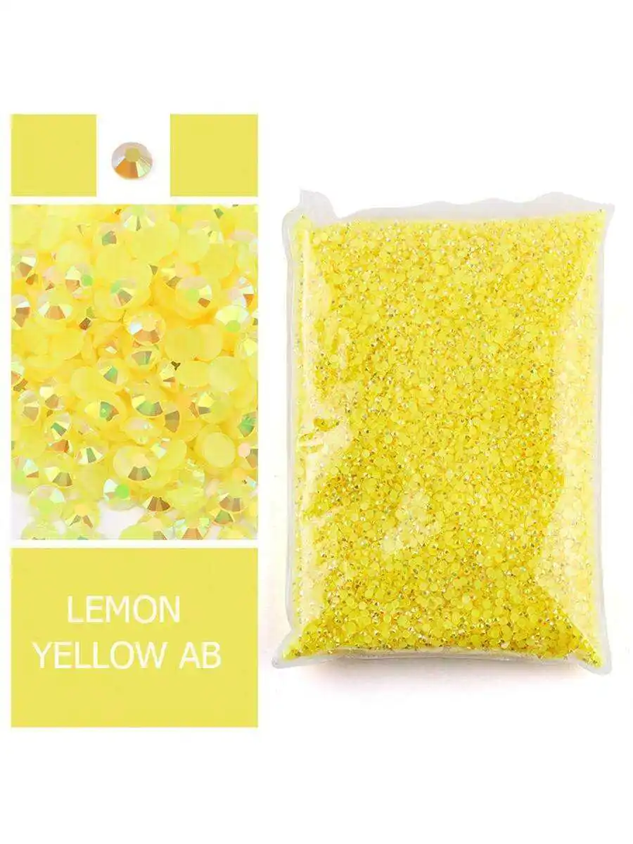 Lemon Yellow Resin Rhinestones, Non Hotfix Large Quantity Wholesale for Crafts DIY Creative Design, Clothes, Makeup, Nail Art