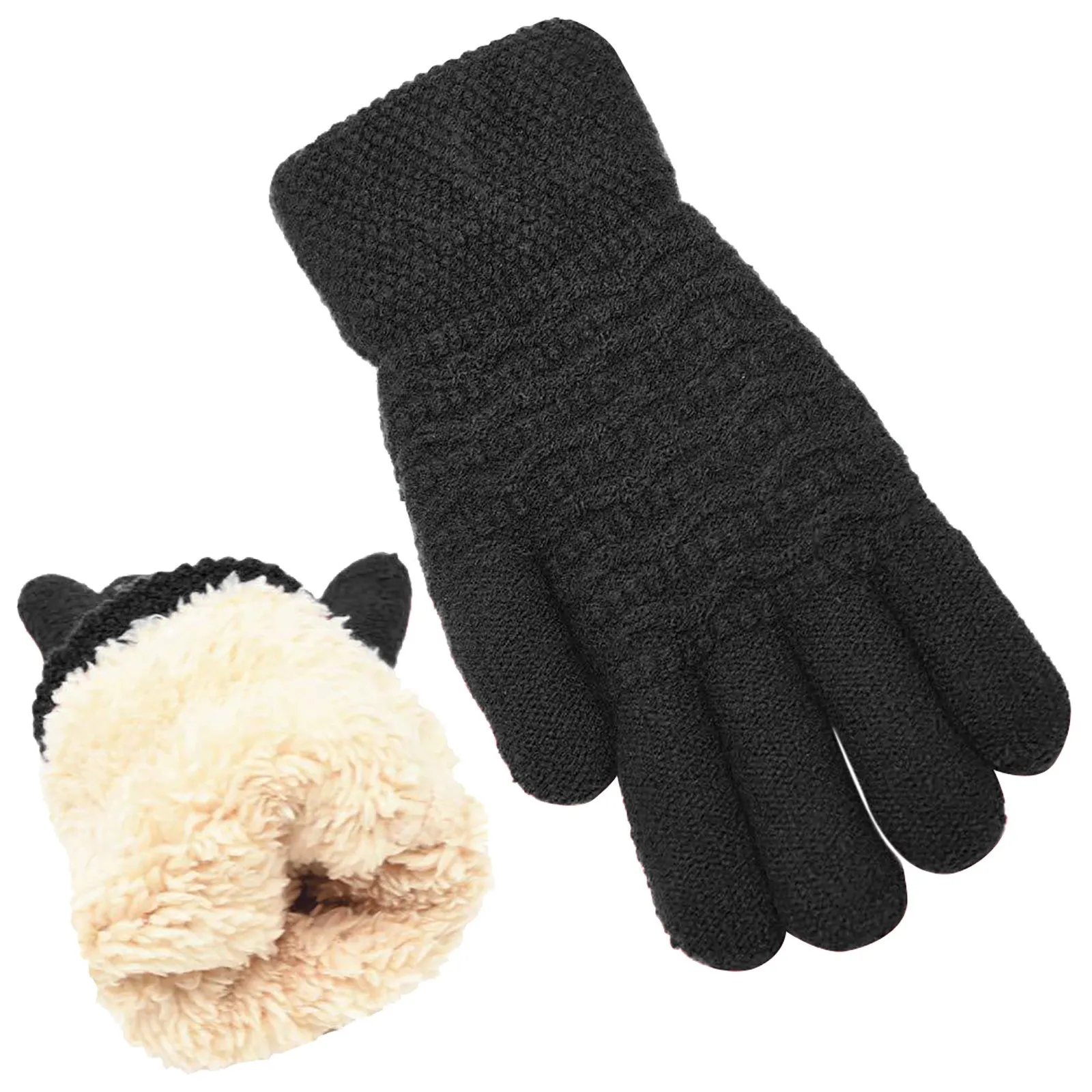 Women's Winter Warm Screen Gloves Womens Thermal Cable Gloves Mittens Combo with Pocket Mittens for Women Cold Weather Heated