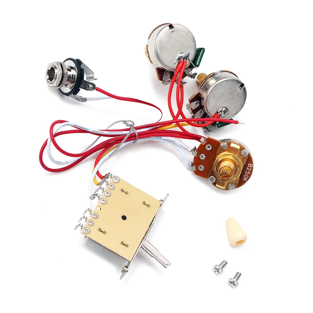 

Guitar Wiring Kit Harness Toggle 1 Volume Tone Pot Jack 250K Suite 1T1V