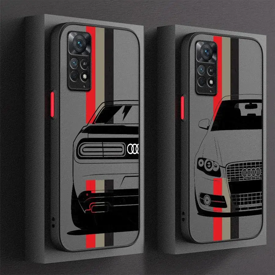 Car A-Audi Case for Xiaomi Redmi Note 12Pro 11 13 Pro Plus 11Pro 5G 9 10 Pro 4G 7 8 8T 9S 10S 11S 12S 12 Soft Phone Cover Shell