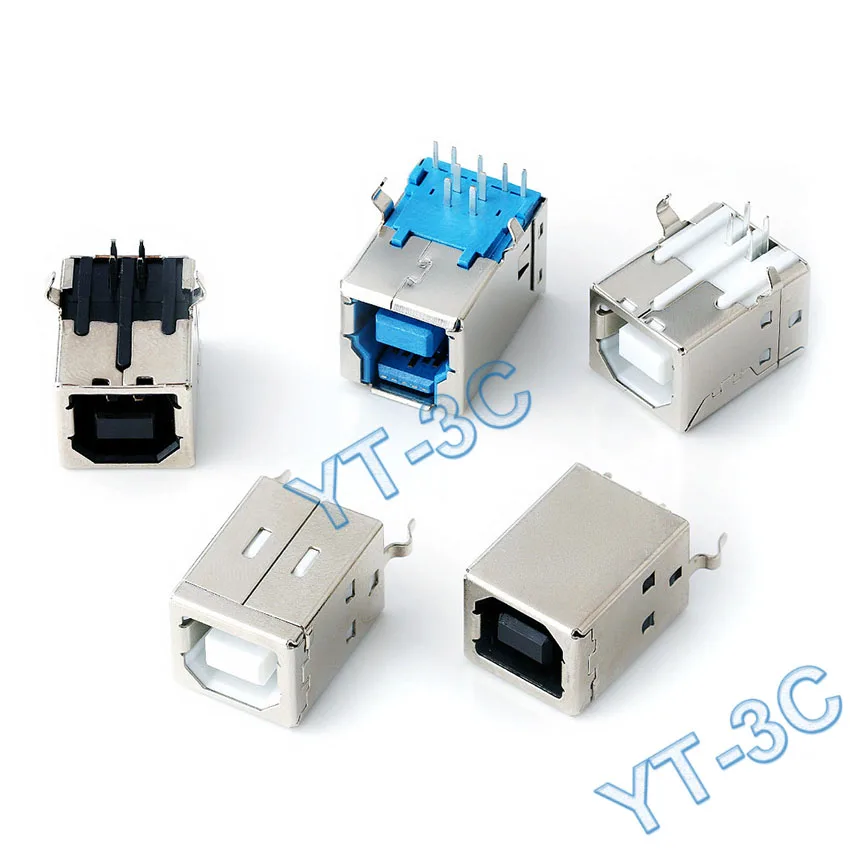 5PCS Connector Socket Jack Female Type B 90/180 Degree Connector Soldering PCB Connector D Printer Interface White/Black/Blue