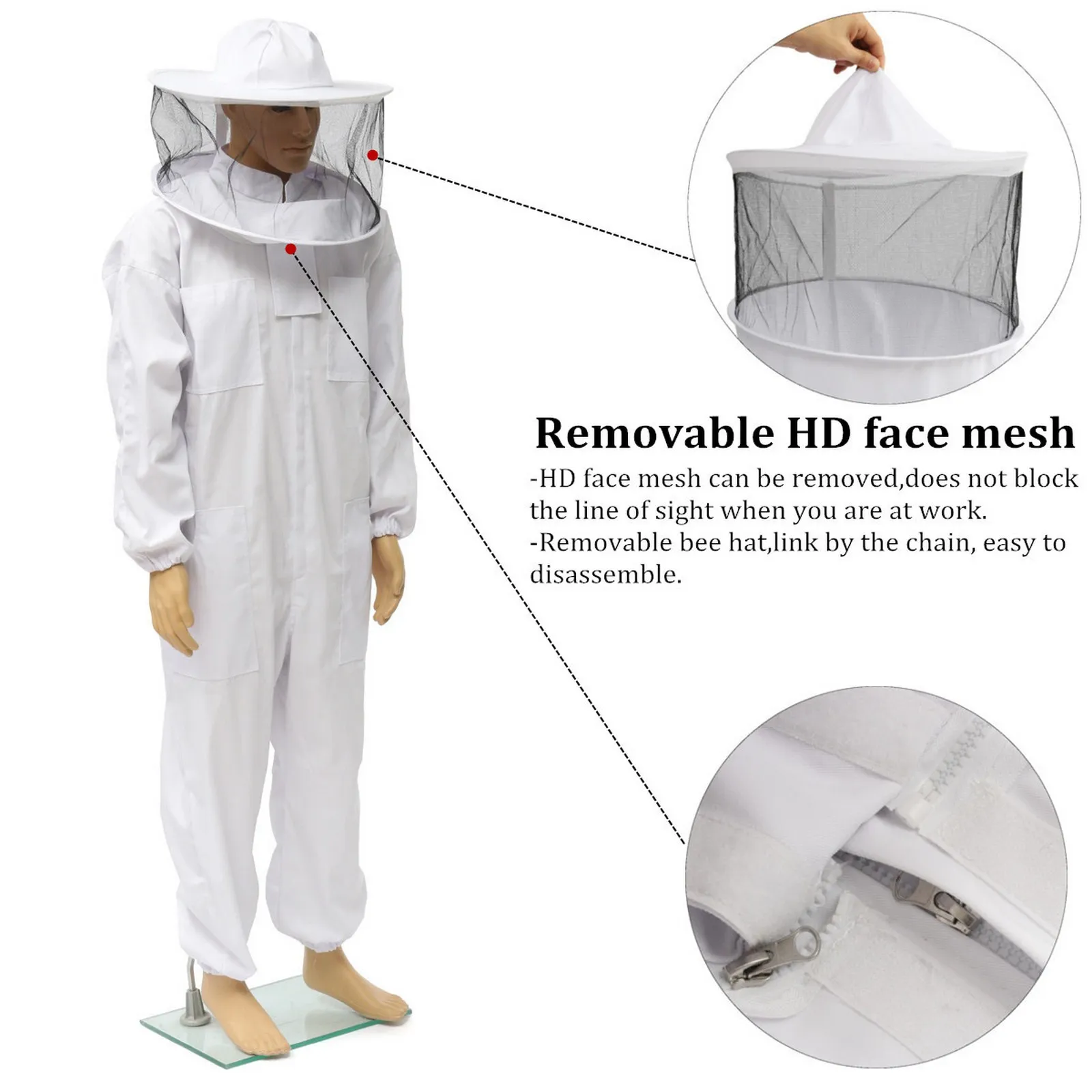 

Beekeeping Protective Clothing Full Body Suit Suit Breathable Pro Bee Suit Equipment Veil Hat Bee Keeping Equipment