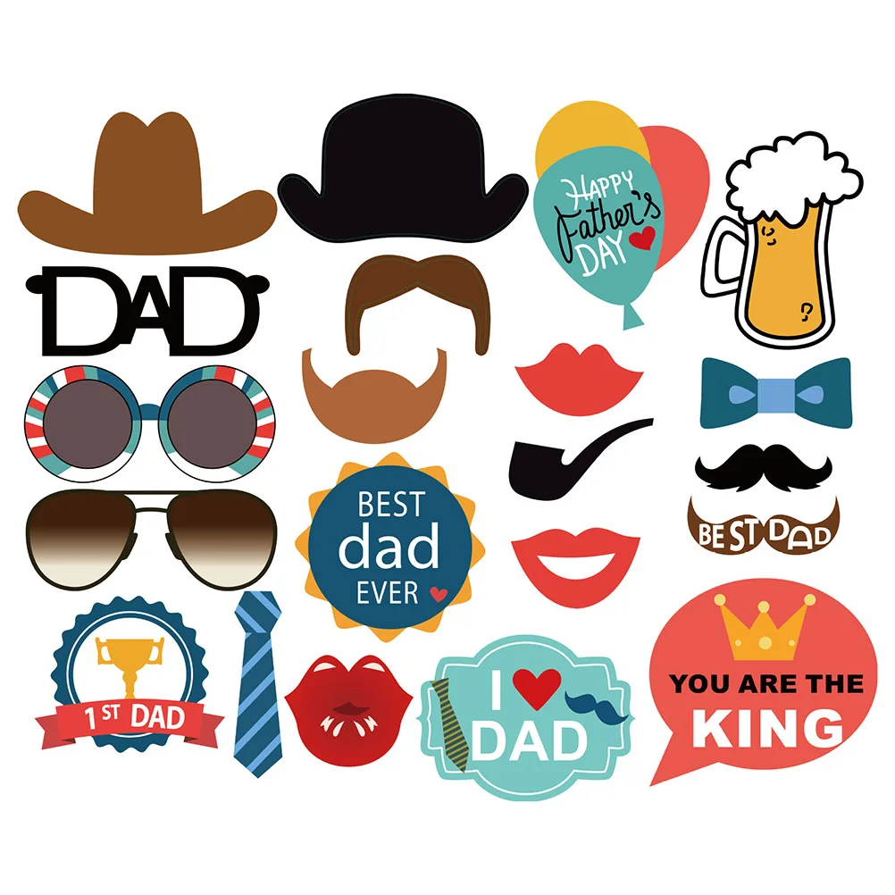 

21pcs Photo Props Decoration Funny Party Supplies Taking Photograph Bamboo Father's Day Wedding Birthday