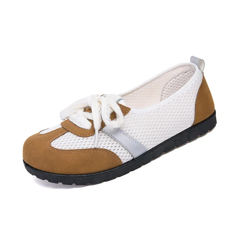 Deqin Shoes Beijing Old Style Flat Bottom Slip-On Fashion Casual Sneakers Comfortable Mom Women's Summer Thin Breathable